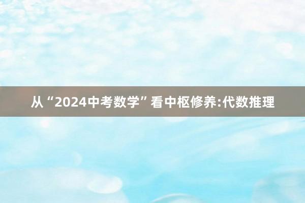 从“2024中考数学”看中枢修养:代数推理