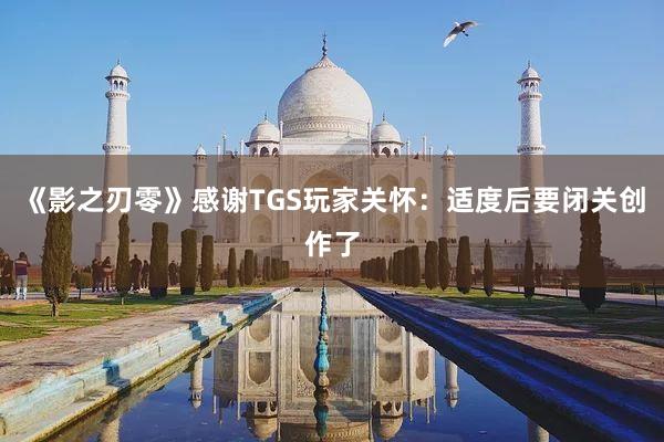 《影之刃零》感谢TGS玩家关怀：适度后要闭关创作了