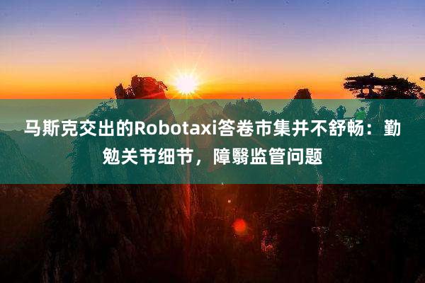 马斯克交出的Robotaxi答卷市集并不舒畅：勤勉关节细节，障翳监管问题